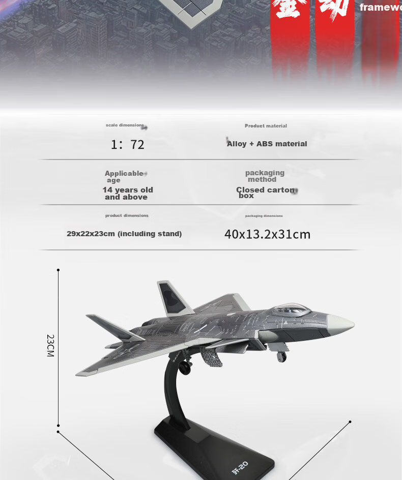 Chiyumoxing White Emperor Sky Battle Aircraft Model, Realistic Alloy Airplane Toy, Fighter Jet Model, Military Figurine, Gift for Boys 2