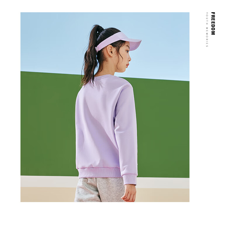 ERKE Children's Clothing, Boys And Girls, Big And Small Kids, Sweatshirt, Winter Thickened Warm Top, Lavender Purple, Size 165 29