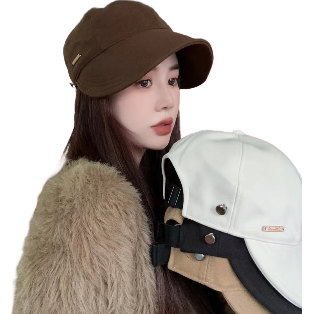 MMOPTOP Korean-Style Wide Brim Face-Covering Baseball Cap for Women, Versatile Spring And Autumn Fisherman Hat, Celebrity-Inspired Casual Woolen Hat