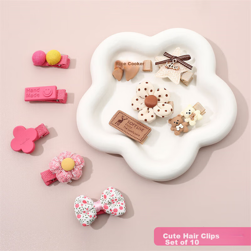 CHIMERA 10-Piece Children's Hair Clips, Korean-Style Bow Barrettes, Hair Accessories, Bangs Clips, Hair Ornaments for Girls, Mid-Autumn Festival Gift