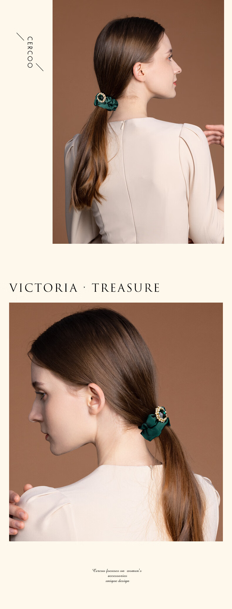 Cercoo Victoria Collection Hair Ties, Elegant Ponytail Hair Bands, Hair Accessories, Flower Crowns, Hair Elastics for Elders 2