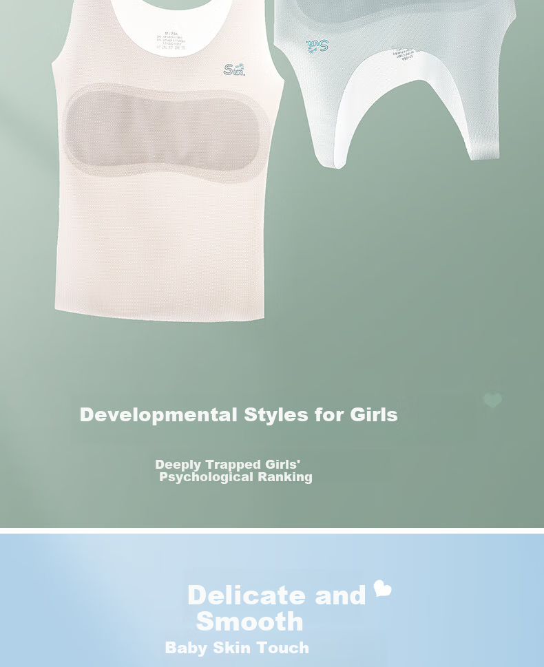 Ailier&ouluola Girls' Underwear for Ages 9-12, Puberty Training Bra Camisole Undershirt for Primary And Secondary School Students, Long Style, White, 4XL 5
