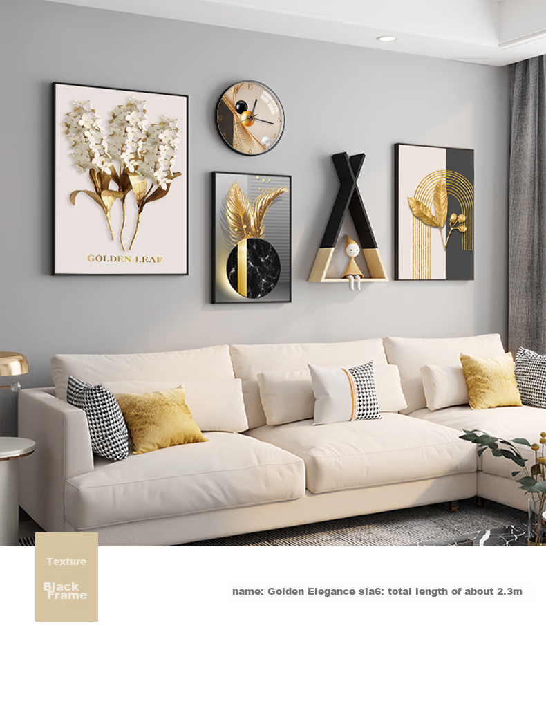 JIJUANJI Nordic Style Living Room Decorative Painting, Light Luxury Sofa Background Wall Art, Creative Combination Wall Hanging 3