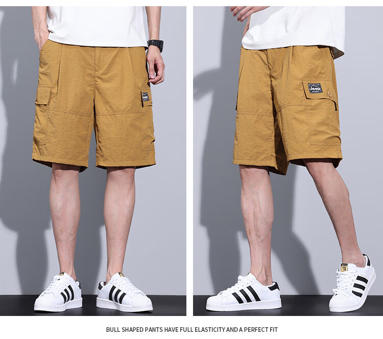 JEEP Ice Silk Workwear Five-Point Casual Shorts for Men, 2026 Summer Thin Loose Straight-Leg Cool Mid-Length Pants for Me 22