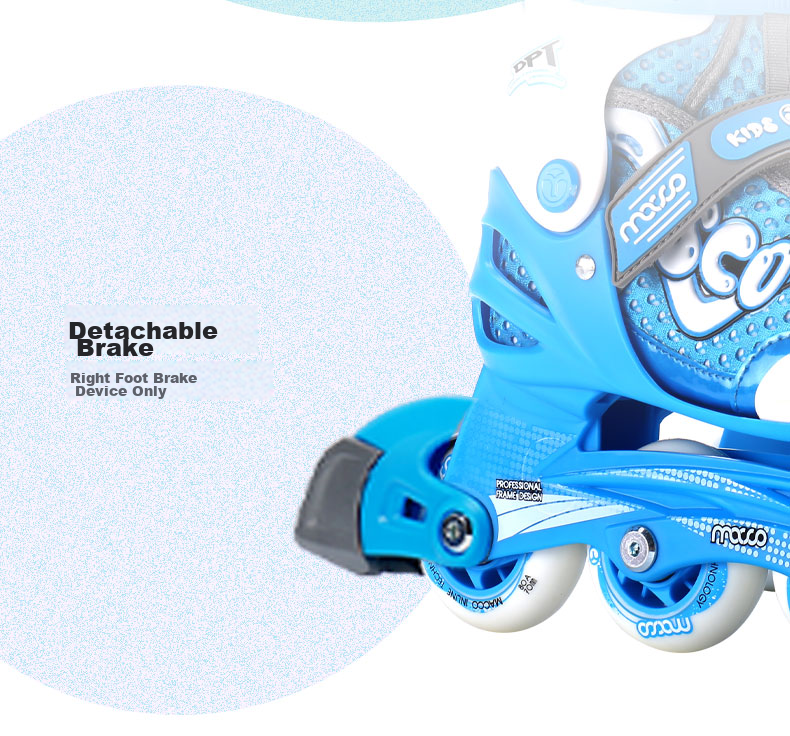 Migao Roller Skates Set for Children, Inline Skates Full Set for Girls And Boys, Adjustable Straight Wheels SC0 Upgraded Version, Blue L 13