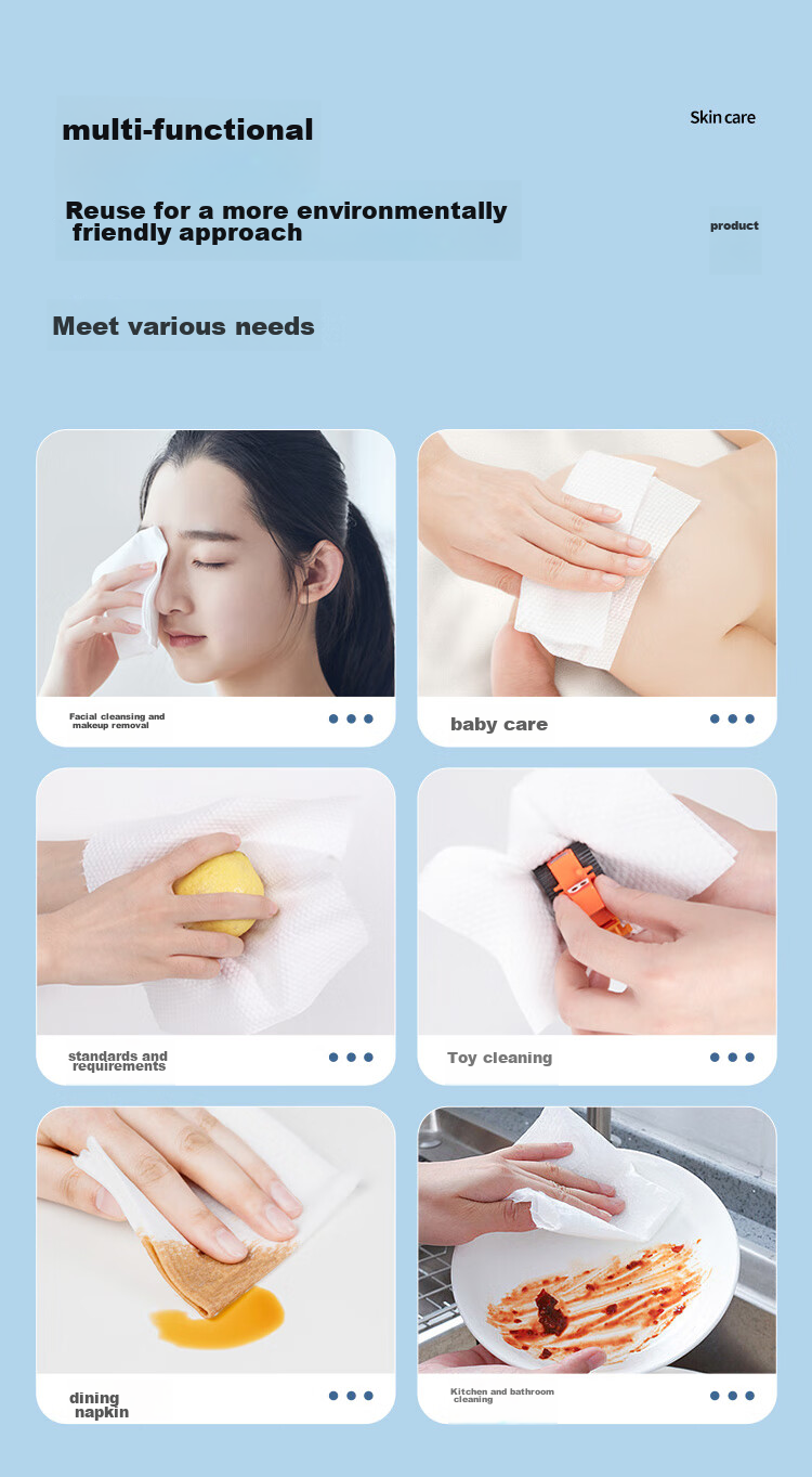 Zhiwuzhuyi Facial Cleansing Wipes, Disposable Soft Tissue Paper, Portable Face Wipes for Travel, Makeup Remover Wipes, Packaged in 5 Sets 9