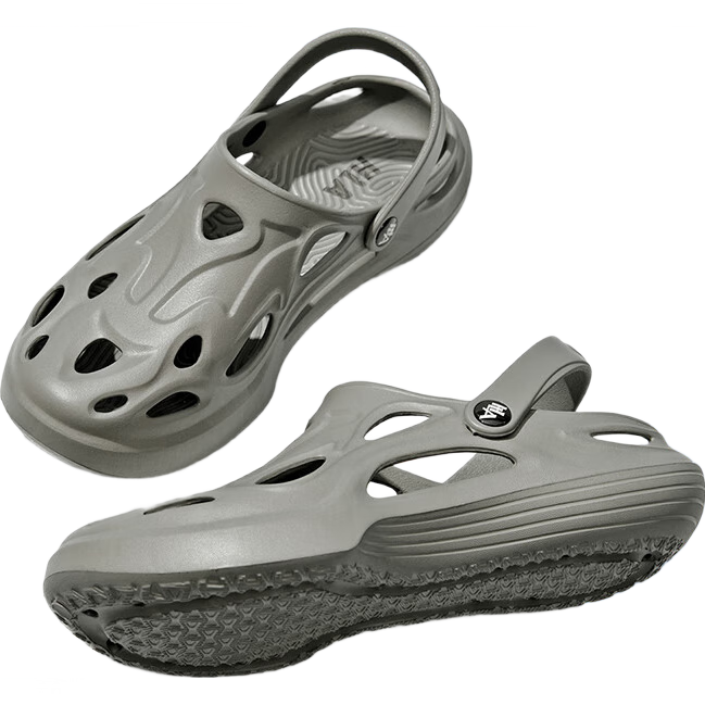 HLA Sandals for Men, Perforated Shoes, Closed-Toe Comfortable Slippers HAALXM2FBK065 Khaki 42/43 (Dual Size)