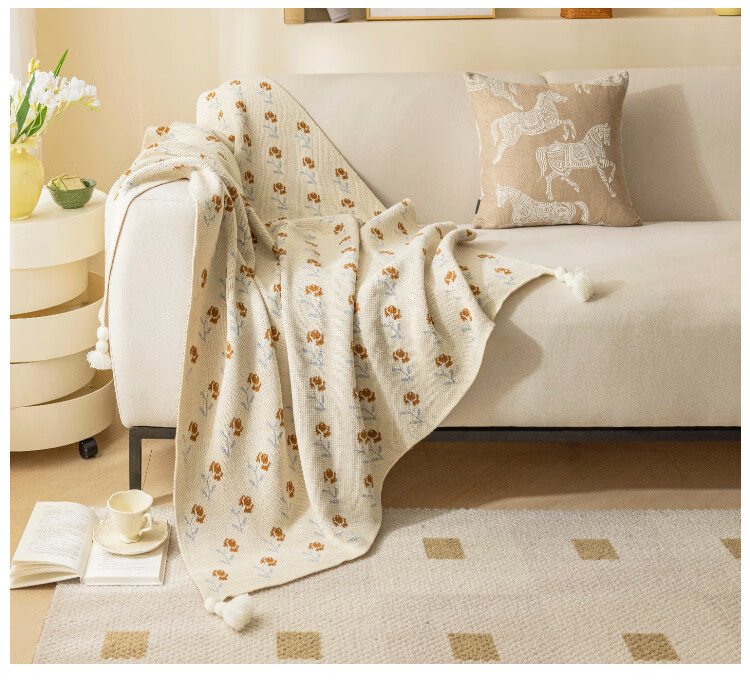 Fanyejia Floral And Bird Pattern Knitted Blanket, Luxury Throw, Sofa Cover, Living Room Leisure Nap Blanket, Bed End Rug, Office Air Conditioning Blanket 9