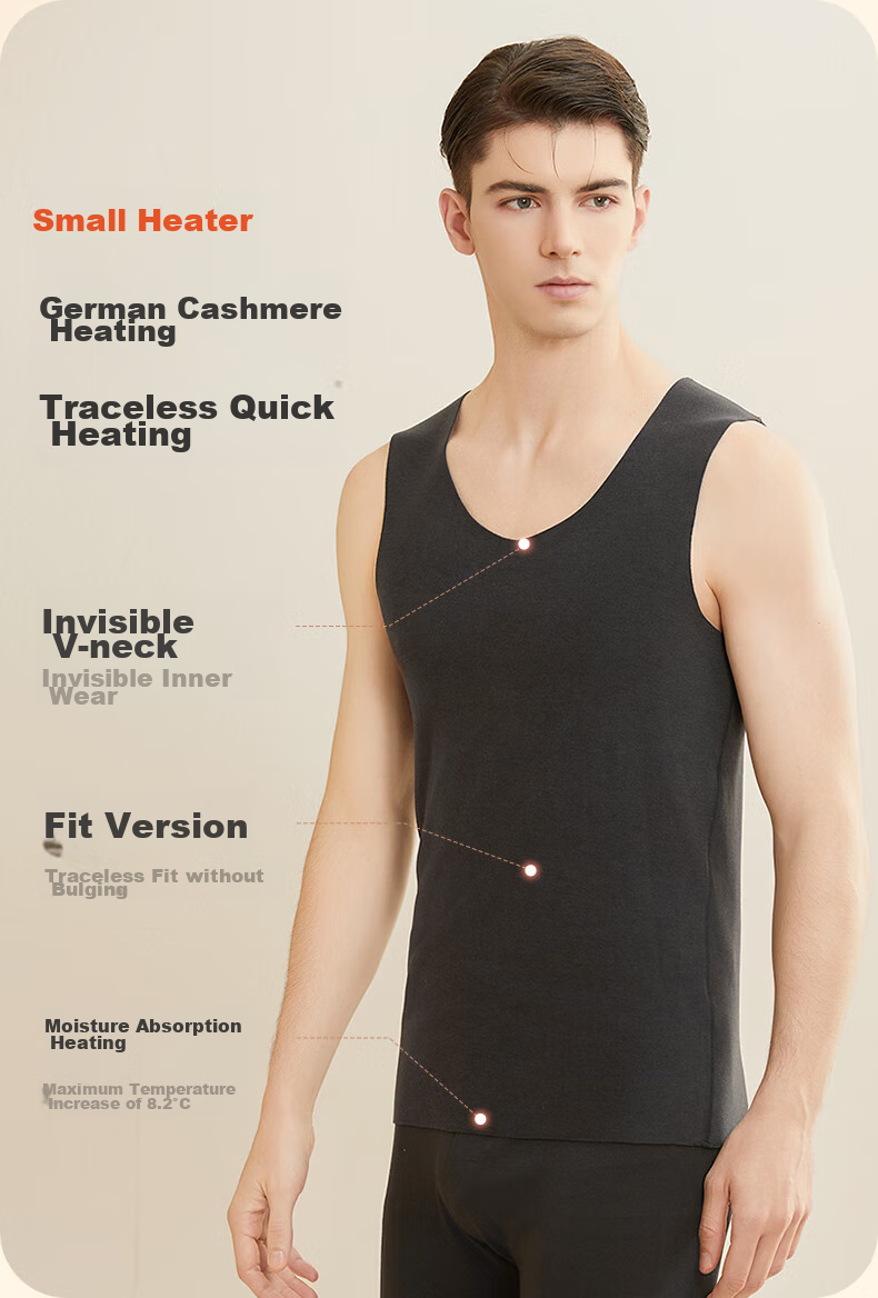 MiiOW [De Rong Heat-Raising 8.2°C] 2026 New Seamless Warm Vest for Men, Antibacterial Undershirt Sleeveless V-Neck 5