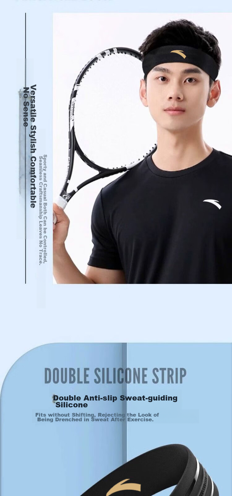 ANTA Sports Headband for Men And Women, Sweat-Absorbing Headband, Sweat-Stopping Band, Running Sweat-Guiding Band, Basketball Sweat-Proof Headband, Hair-Tying Headband, Head Hoop 6