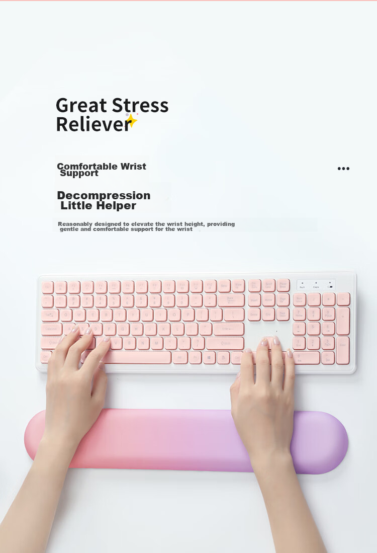 BUBM Wrist Rest Keyboard Hand Support Memory Foam Mouse Pad for Women, Mouse Hand Rest Wrist Support Gaming Pad Comfortable Cloth Surface Cute Non-Slip Textured Ergonomic Wrist Rest for Men Gray White Blue 3