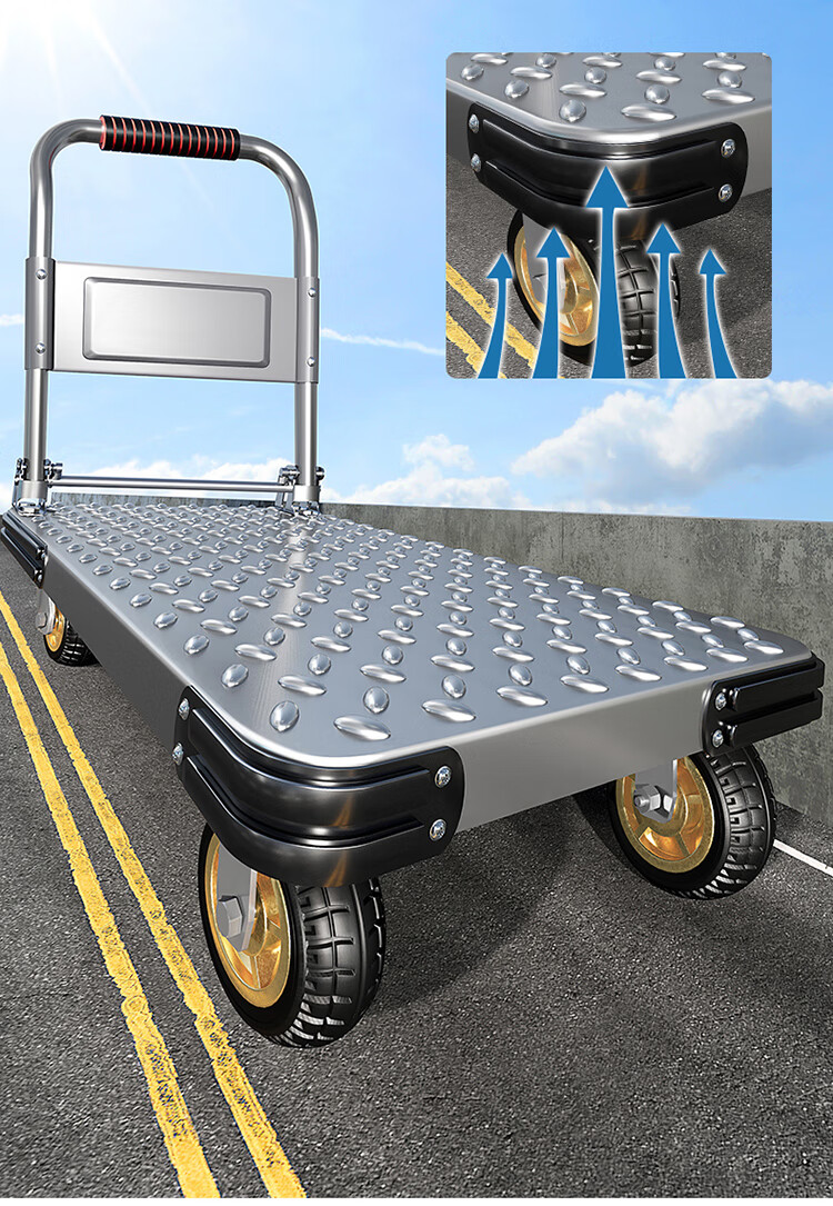 Paiying Steel Plate Flatbed Cart, Small Push Cart, Cargo Trolley, Hand Truck, Small Trailer, Folding Transport Cart, 70*42cm 18