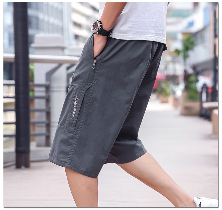 TUCANO Men's Summer Cotton Comfortable Casual Sports Cargo Shorts Light Gray 4XL 15