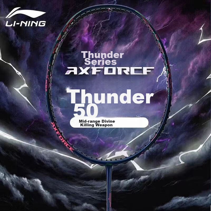 Li-Ning Badminton Racket Leiting 50 Full Carbon Advanced Offensive Racket, 5U Unstrung