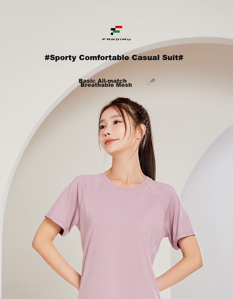 Fandimu Women's Sports Set, Spring And Autumn Breathable Running Morning Exercise Outfit, Casual Yoga Fitness Cycling Badminton Two-Piece Suit 1