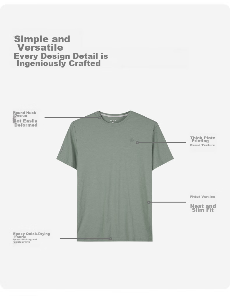 TECTOP Outdoor Short-Sleeve Lightweight Breathable Crew Neck T-Shirt, Top 2422111TX Bicheng M 7