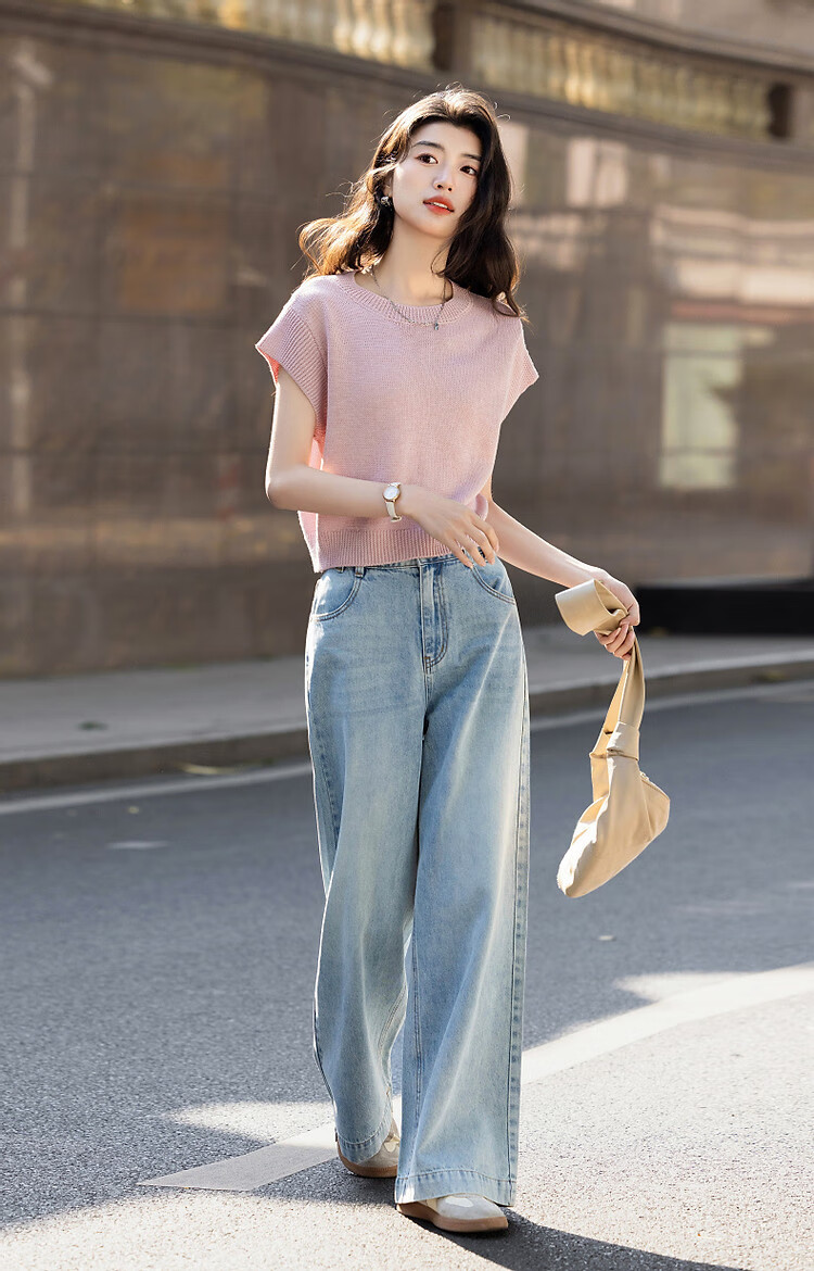 Dme [Selected Bamboo Fiber] Summer Elegant Round Neck Sleeveless Sweater, Short Elastic Slim-Fit Knitted Top for Wome 8
