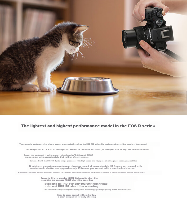 Canon EOS R10 Lightweight High-Performance Mirrorless Camera 4K Vlog Video Live Streaming Home Travel Camera RF-S 18-45mm Lens Kit Travel Fun Package 6