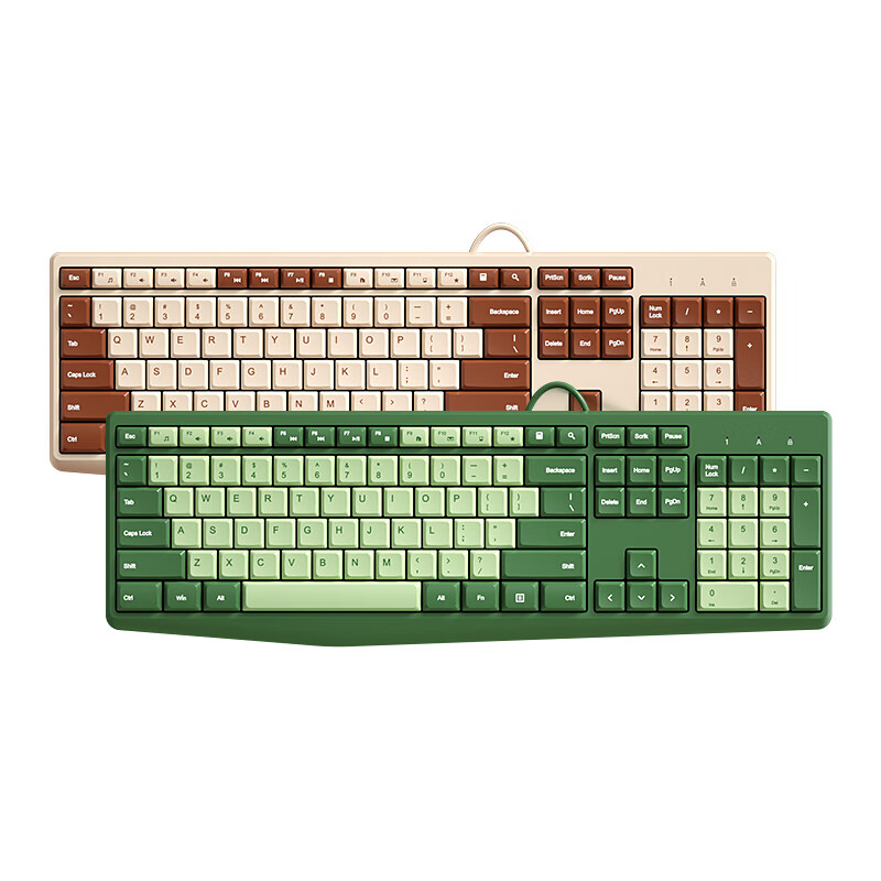 B.O.W Hangshi K160U Wired Keyboard, External Laptop Desktop Computer Office Typing Home Ultra-Thin Silent Portable Universal Business Keyboard with 106 Keys, Milk Coffee Color