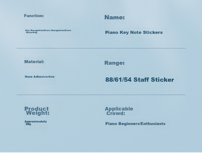 Maneryuepu Piano Keyboard Stickers for 88/61/54 Keys Electronic Keyboard Sticker, No Glue, Staff Paper, Simple Melody Instrument Accessories 3