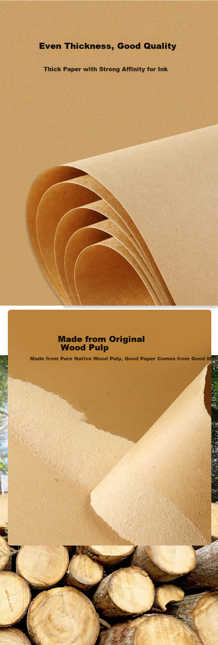 DOCON 120g A4 Kraft Paper, 50 Sheets/pack, Cover Paper for Drawing, Painting, Vouchers, Documents, Printing, Binding Machines, Book Covers, Handmade DIY Packaging Cardboard 4