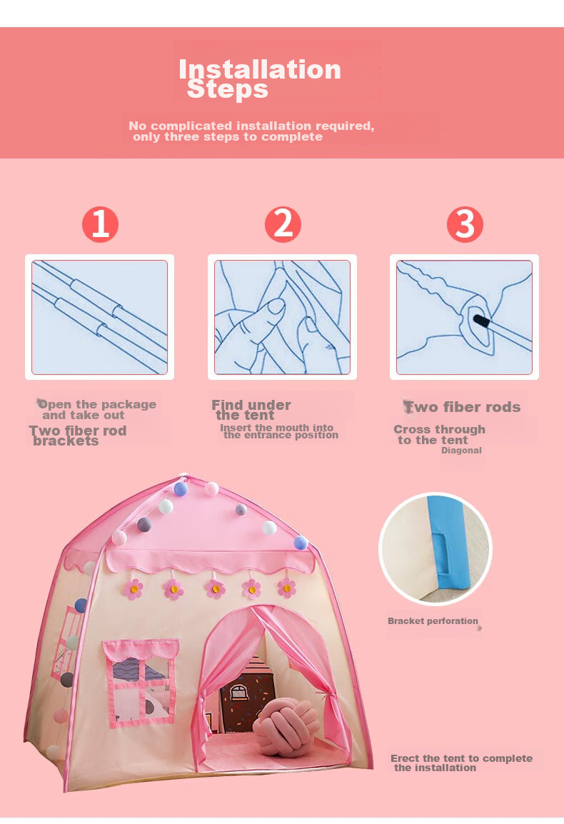 Little Dove Children's Tent Indoor Playhouse/princess Castle Pink Castle (Including Thickened Floor Mat + Ice Silk Mat) 18