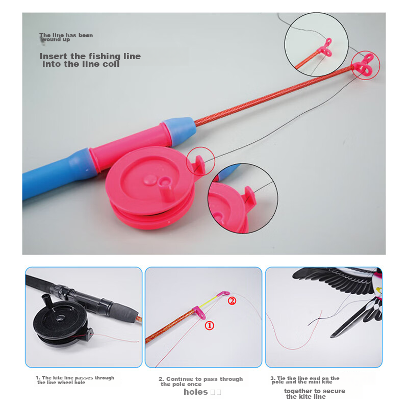 Martin Brother Martin Brother Children's Handheld Fishing Rod Kite, Micro-Wind Easy-Flight Outdoor Toy, Dynamic Kite Swallow, 30-Meter Line