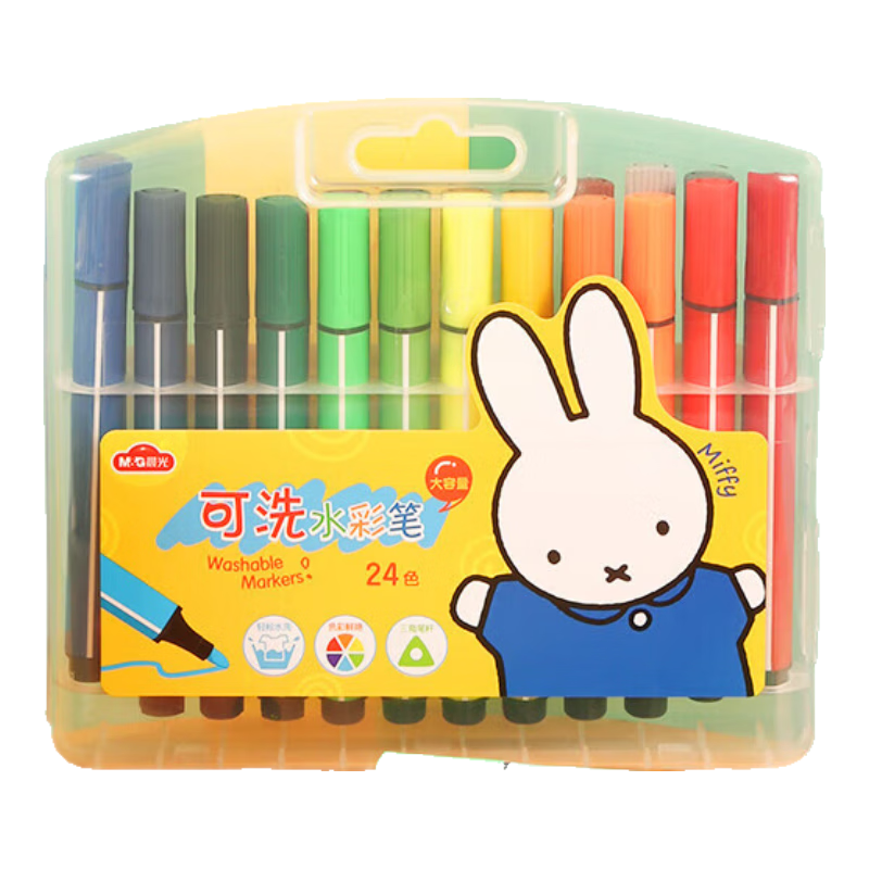 M&G 24-Color Triangular Large-Capacity Watercolor Markers, Washable for Kindergarten, Children's Drawing And Doodling Gift, FCP90183-1 Box of Watercolor Pens