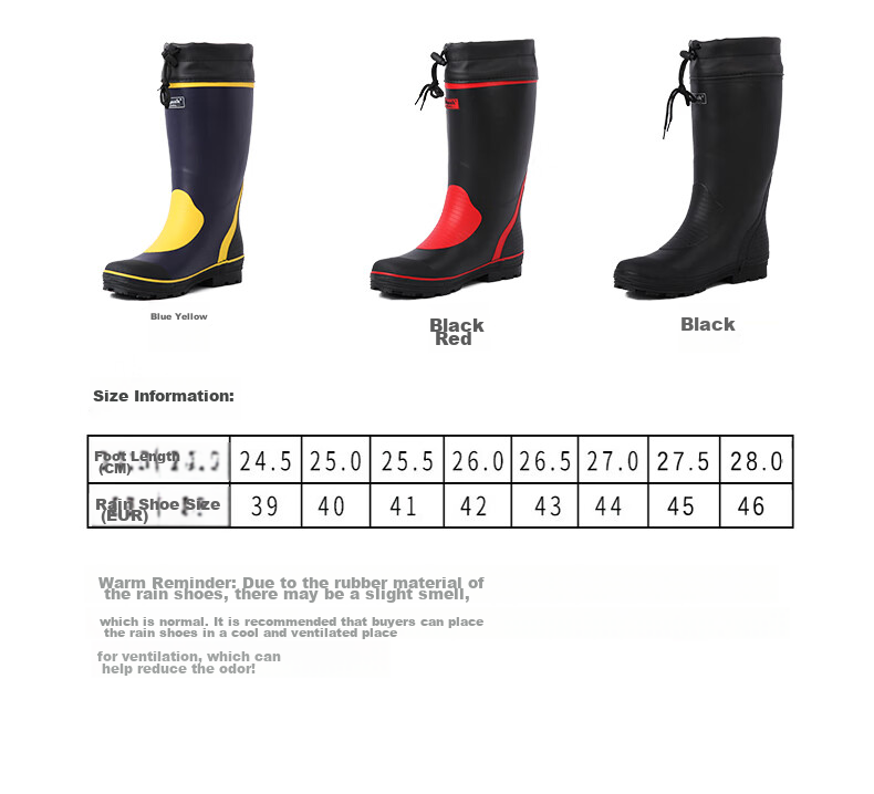 Jolly Walk Water Boots, Rain Boots for Men, High-Top Waterproof Shoes, Long Fishing Boots, Car Washing Waterproof Overshoes, Rubber Shoes JW211 Blue And Yellow 41 8