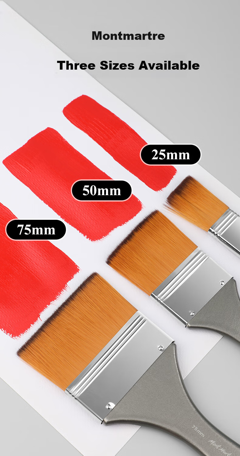 Mont Marte Brush, 75mm Flat Brush, Art Painting Paint Brush, Gouache Watercolor Acrylic Oil Painting Brush, Nylon Flat Head Brush, Single Brush MPB0056, Art Sketching 2