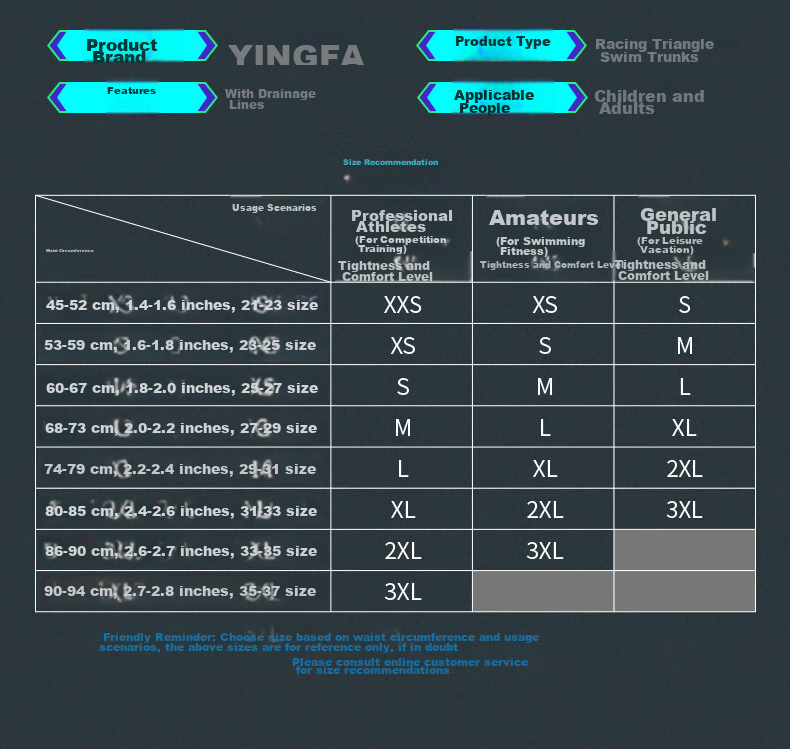 YINGFA Triangular Swim Trunks for Men, Adults And Children, Competition Swimming Shorts, Spliced Quick-Dry with Drainage Line Swimming Gear 3