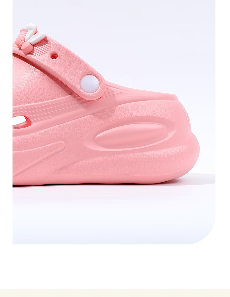 Grace Summer Thick-Soled Closed-Toe Heightening 5CM Perforated Shoes for Women, Cute Outdoor Slippers, Breathable Sandals, Pink, Size 39/40 6