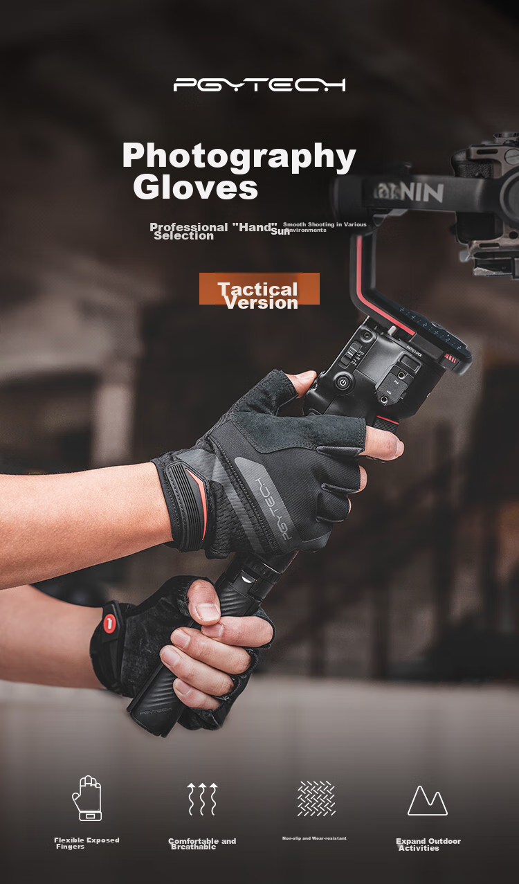PGYTECH Photography Gloves, Cycling Fingerless Gloves, Outdoor Protective Gloves, Breathable And Sweat-Absorbing Fishing Gloves, Anti-Slip And Wear-Resistant, Spring And Autumn Season, Tactical Version, XL Size 1