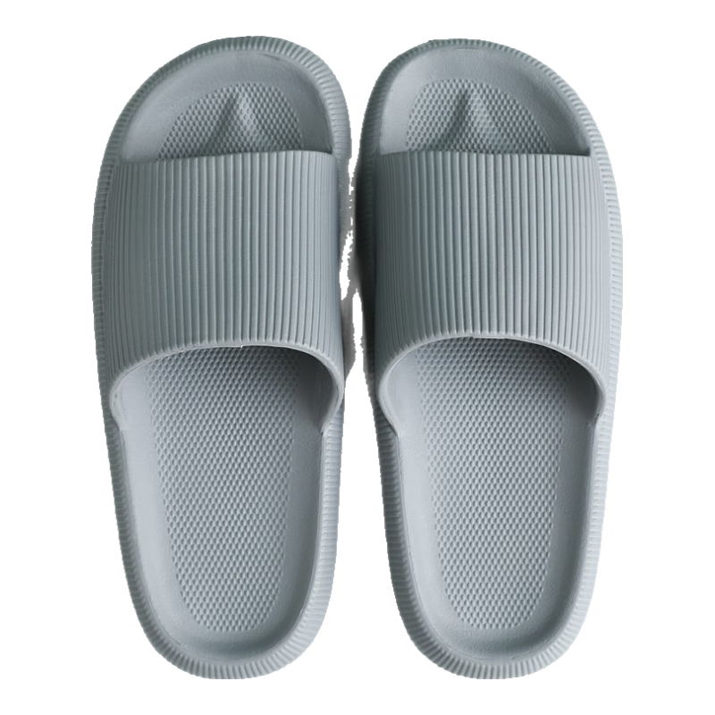 GUOLUOFEI Squishy Slippers for Men, Summer Thick-Soled Home Indoor Bathroom Shower Large Size Sandals, Gray, Size 40-41