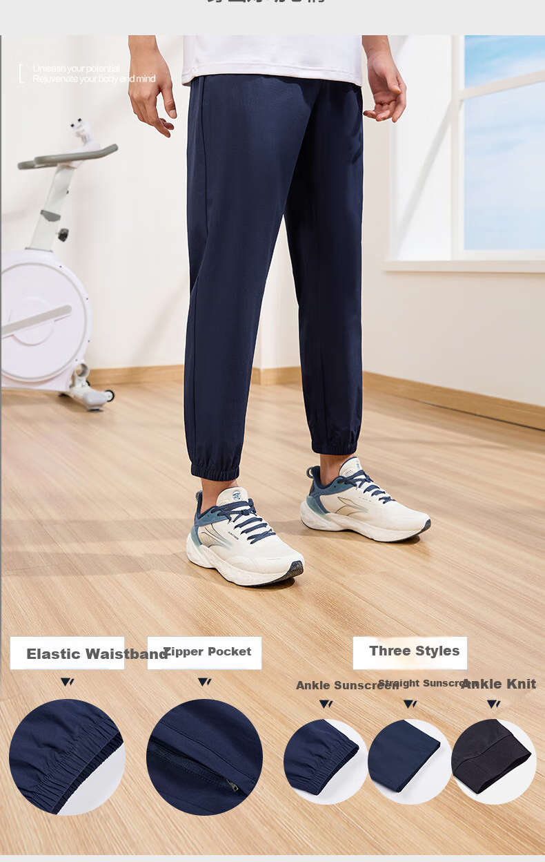 361° Men's Pants, Summer Sun Protection Casual Sports Trousers, Loose-Fitting Thin Running Pants with Elastic Cuffs, Cropped Pants, 652414706H-4 7