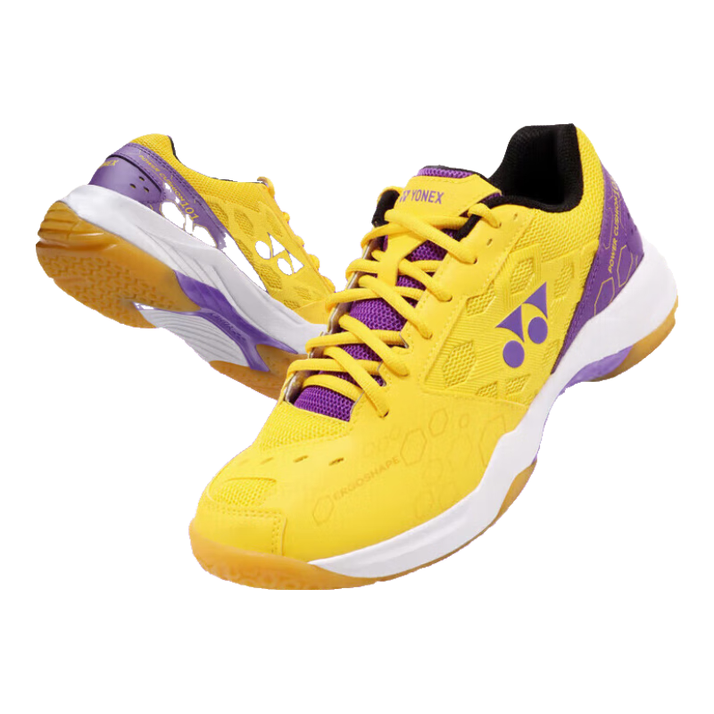 YONEX Badminton Shoes, Entry-Level Training Shock-Absorbing Power Cushion, for Men And Women, SHB101CR, Purple And Yellow, Size 41