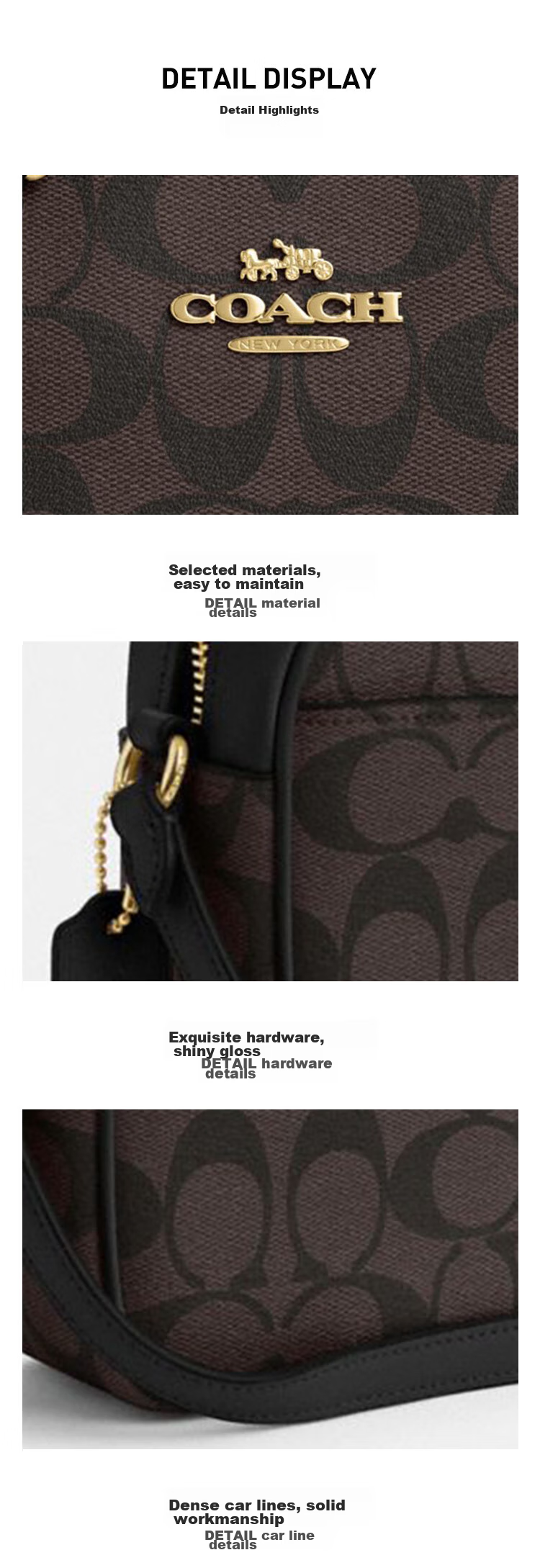 COACH [Brand Direct Supply], Women's JAMIE Small Crossbody Camera Bag, Dark Brown And Color Block CQ874, New Year Gift 8