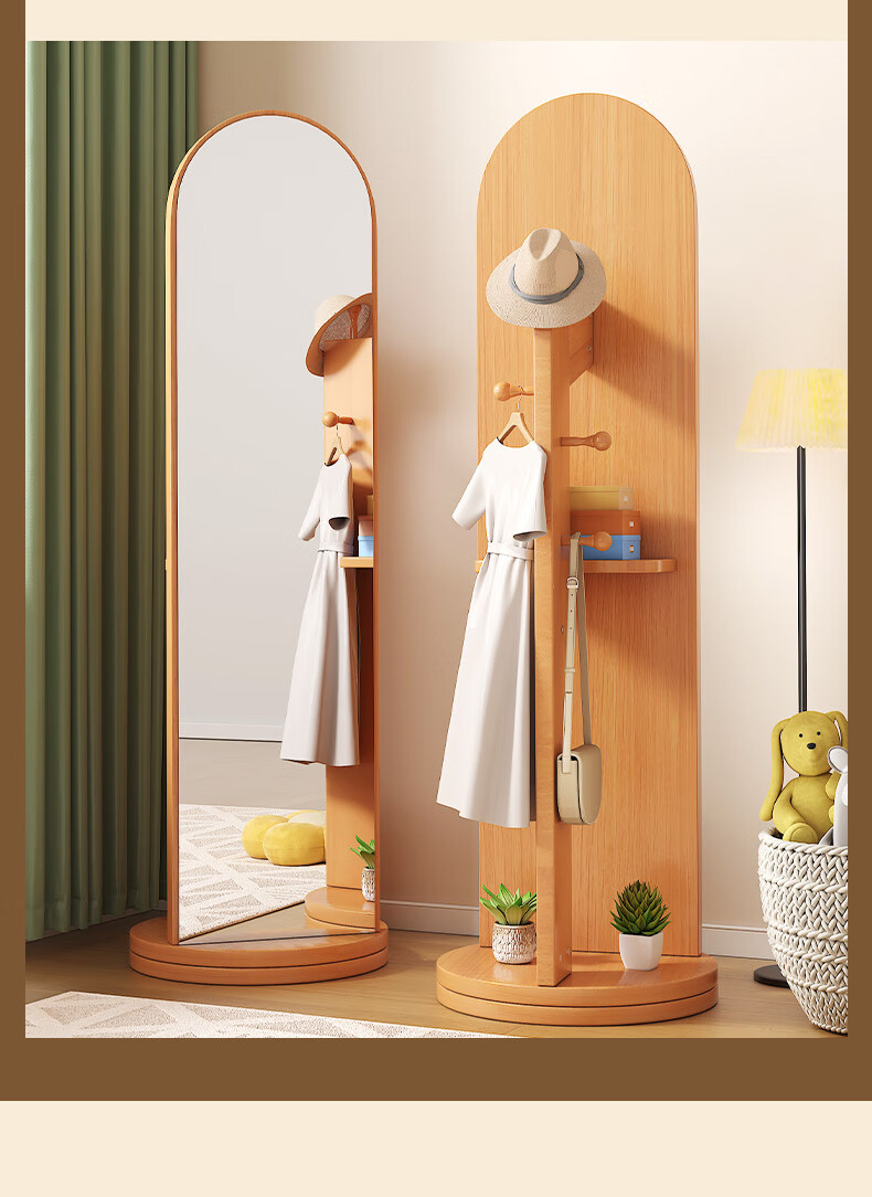 Chibailun Full-Length Mirror, Floor Mirror for Bedroom, Multifunctional Rotating Mirror with Clothes Hanger, Dressing Mirror 12