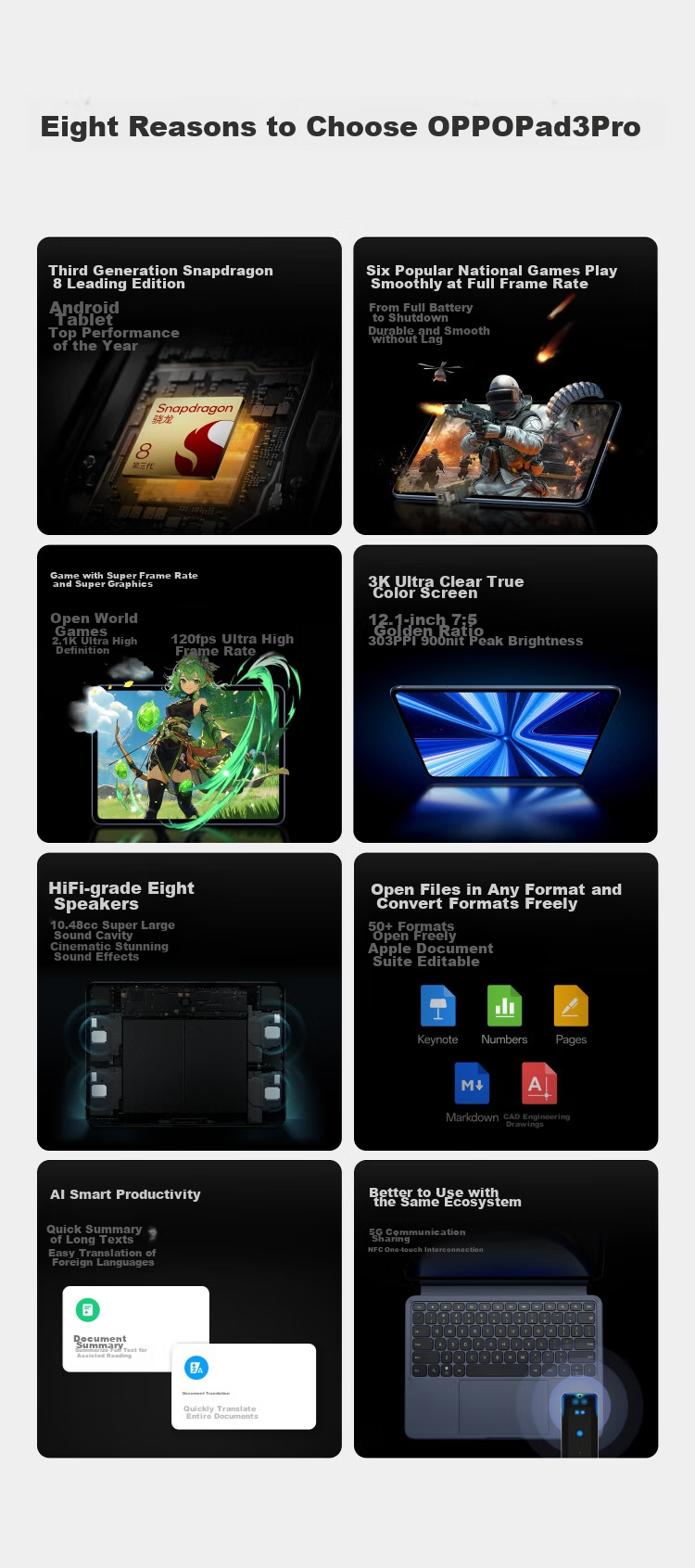OPPO Pad 3 Pro 12.1-Inch Tablet, 8GB+256GB, Night Blue, for Office Work, Gaming, And Learning, OnePlus Tablet, Sold by JD.com, Subsidies Available 2