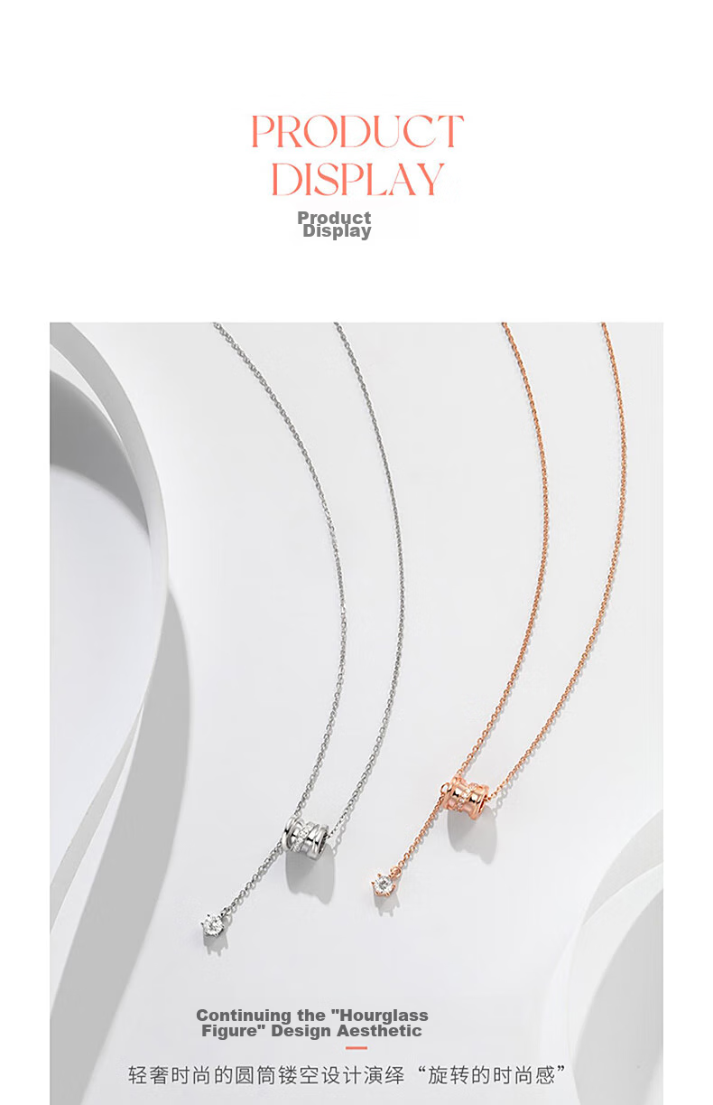 FanciFanci Slim Waist Silver Necklace for Women Rose Gold Luxury Pendant Birthday Gift for Girlfriend 4