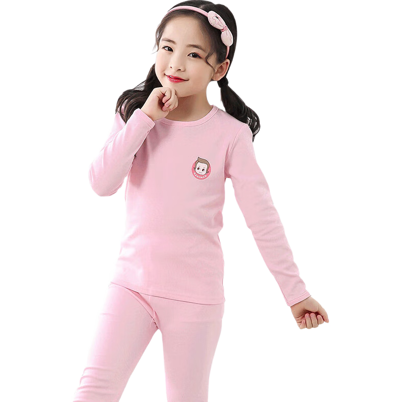Hengyuanxiang Children's Autumn Underwear Set for Girls, Pure Cotton Thermal Underwear for Older Kids, Thin Warm Base Layer for Students in Autum