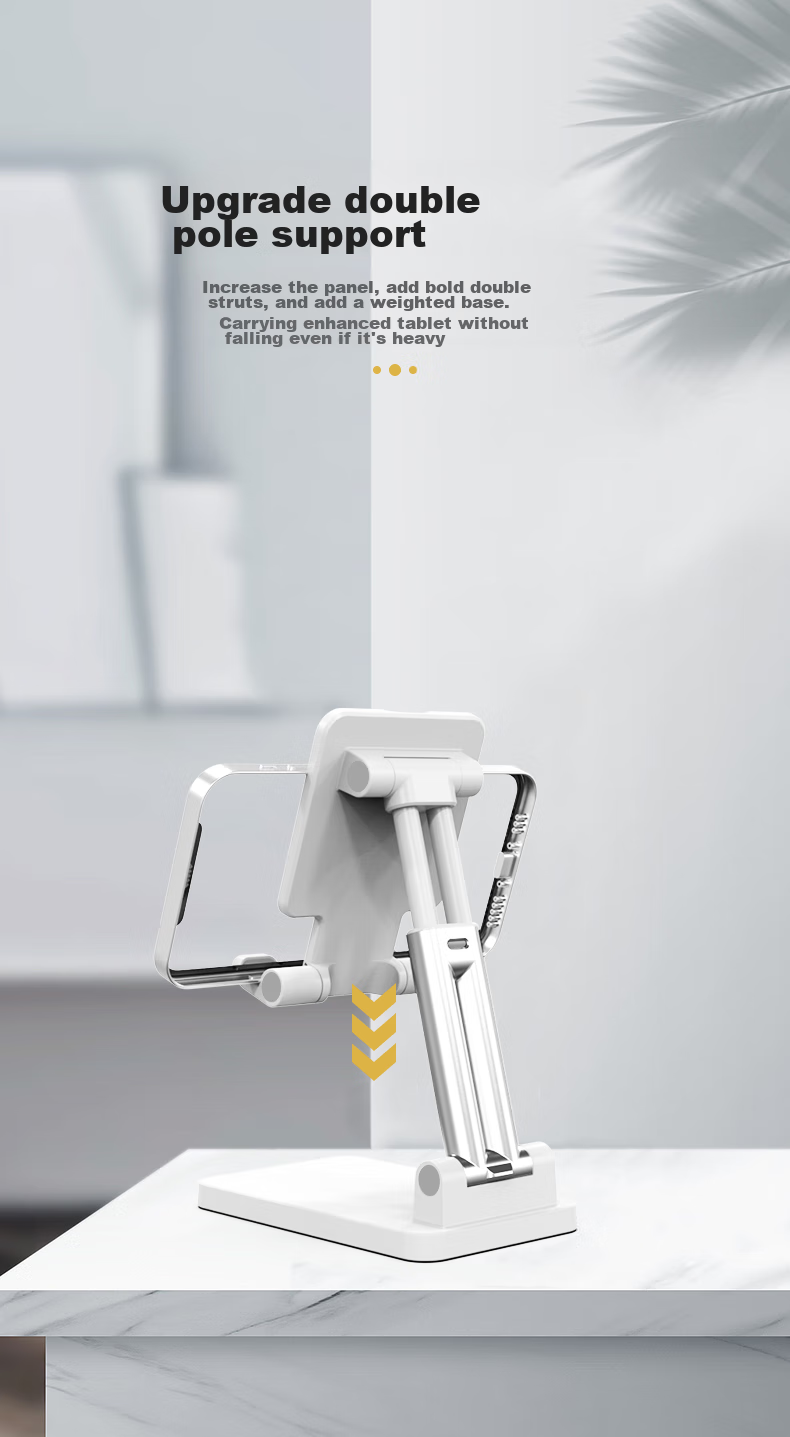 Kelleia [Upgraded Dual-Rod] Phone Stand, Live Streaming Desktop Stand, Lazy Stand, Influencer IPad Tablet Foldable Extendable Adjustable Stand, White 3