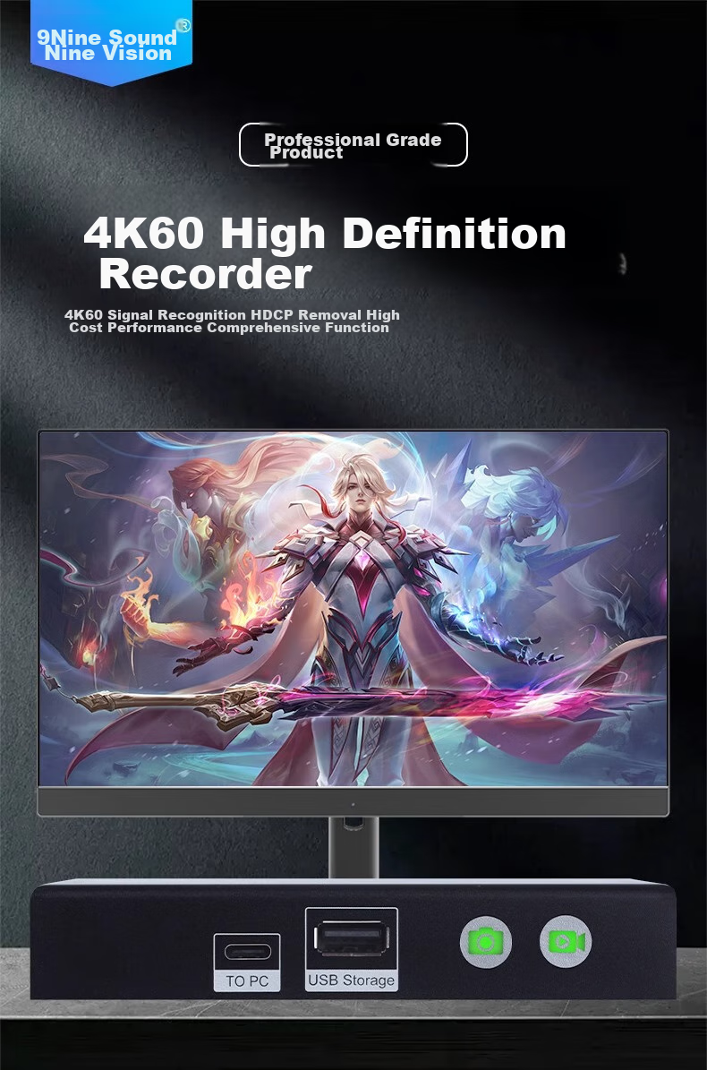 Jiuyinjiushi JS3050 High-Definition 4K Video Capture Recorder HDMI/DVI/VGA Recording Box Encrypted Video Capture Course Tape Computer Screen TV Program Set-Top Box Conference Machine 3