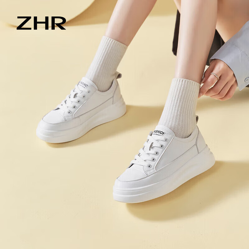 ZHR White Sneakers for Women, Versatile Soft-Soled Casual Shoes, Low-Top Breathable Comfortable Women's Shoes AH105F White 37