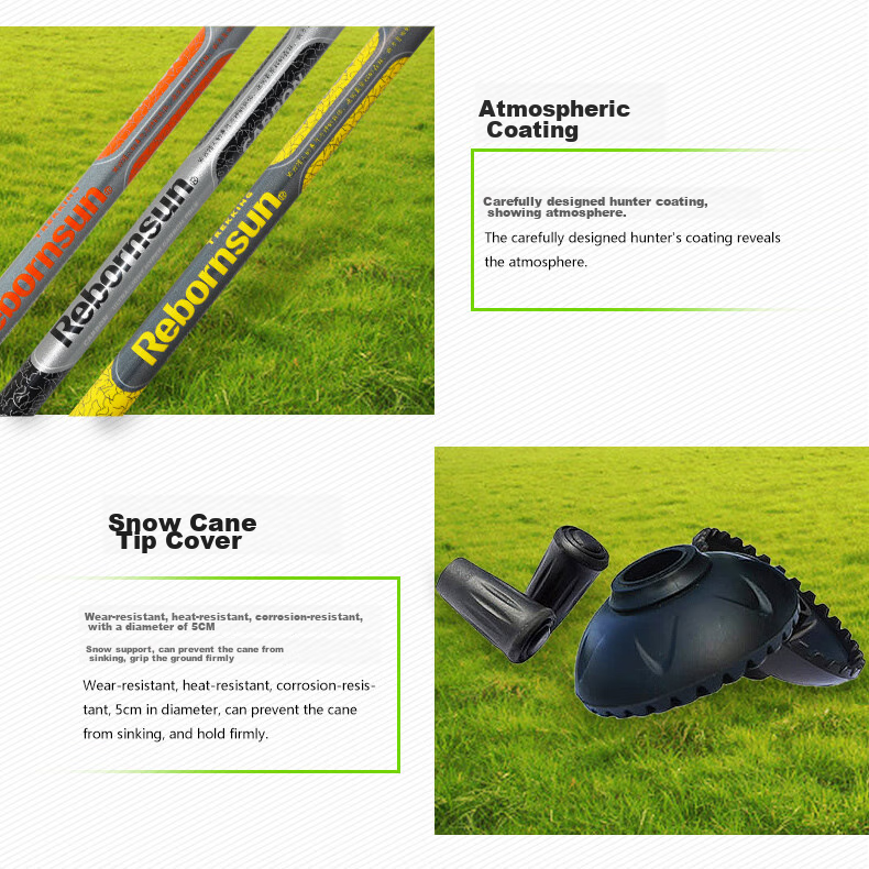 Lubinxun Carbon Fiber Ultra-Light Trekking Pole with External Lock, Straight Handle, Folding And Collapsible Three-Section Design, Glossy Black 6