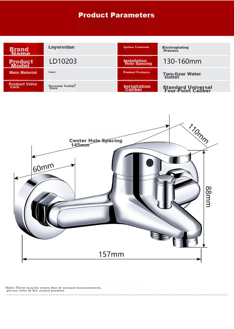 Larsd Shower Faucet Mixer Valve Set, Bathroom Cold And Hot Three-Way Shower Switch, Bathtub Mixer Faucet LD10203 21