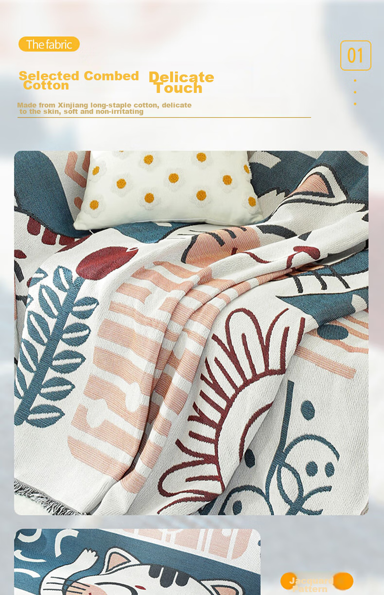 AVIVI Sofa Cover, Slipcover, Seat Cushion, Non-Slip, All-Season, Full Coverage, 180*300, Lucky Cat Desig 4