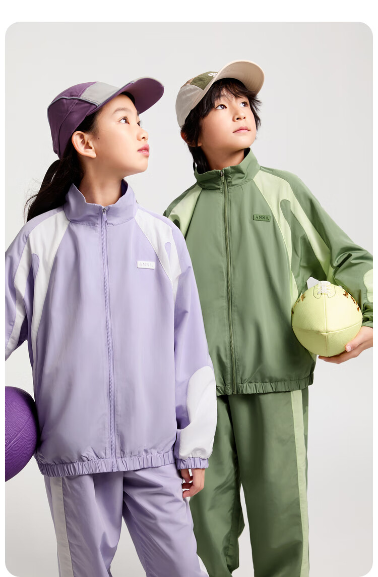 Annil Children's Clothing Jacket Set for Boys And Girls, Spring 2025 New Style, Star And Moon Purple, Size 130 2