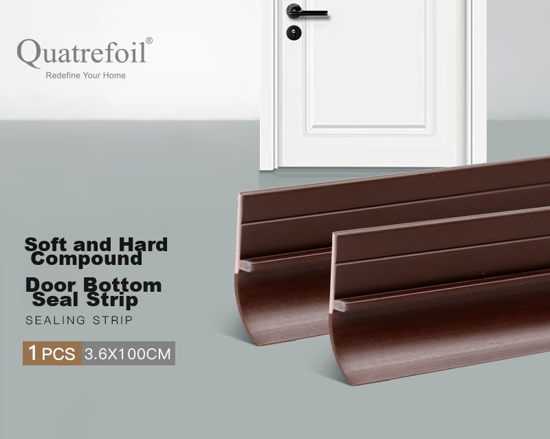 Quatrefoil Door Bottom Seal Strip, Door And Window Gap Windproof Strip, Door Seal Tape, Soft Bottom Brown, 3.6cm Wide * 1 Meter Long 1