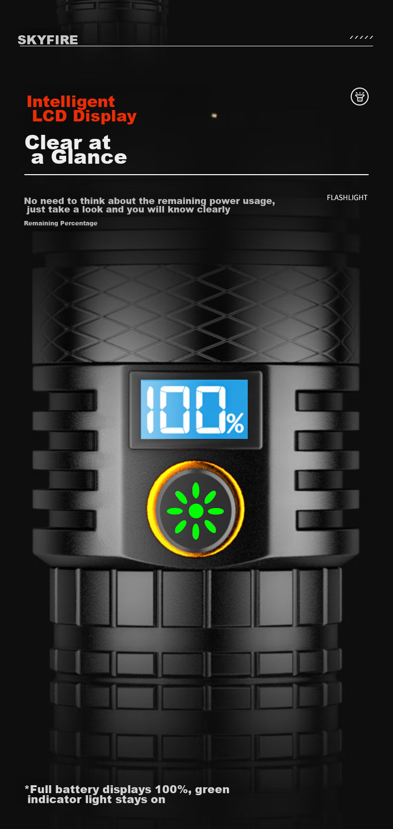 SkyFire Flashlight, High Brightness, Long Battery Life, Outdoor Survival, Ultra-Bright Laser, Outdoor And Home Use, Military-Grade, Compact Specialized Illumination Lamp 12